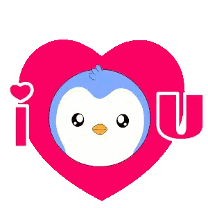A Pink Heart With A Penguin In The Middle And The Words I Love You Sticker