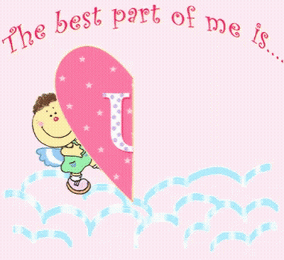A Pink Heart With The Letter U In The Middle GIF