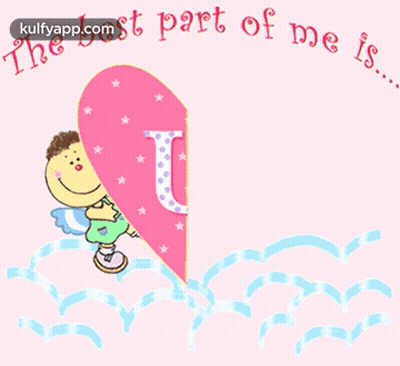 A Pink Heart With The Letter U In The Middle GIF
