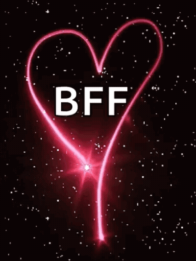 A Pink Heart With The Word Bff Written Inside Of It GIF