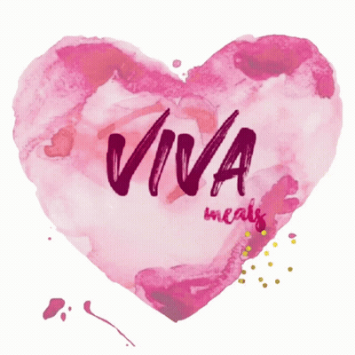 A Pink Heart With The Word Viva Meals On It GIF