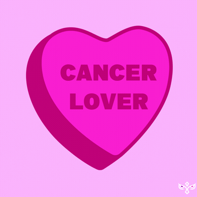 A Pink Heart With The Words Cancer Lover Written On It GIF