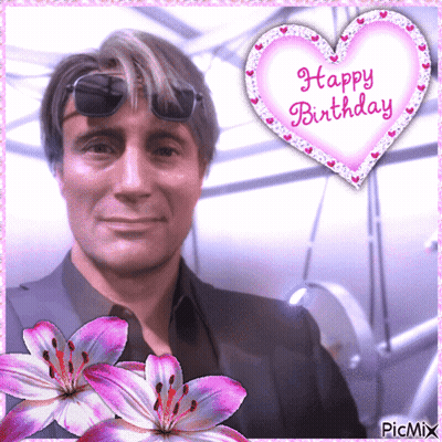 A Pink Heart With The Words Happy Birthday On It GIF