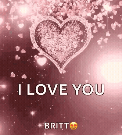 A Pink Heart With The Words I Love You Britt On It GIF