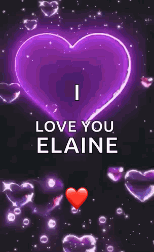 A Pink Heart With The Words `` I Love You Elaine '' GIF