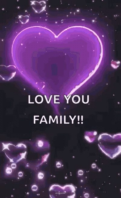 A Pink Heart With The Words `` Love You Family '' On It GIF
