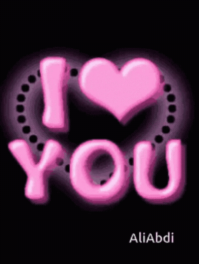 A Pink I Love You Sign With A Heart In The Center GIF