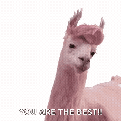 A Pink Llama Says " You Are The Best " On A White Background GIF