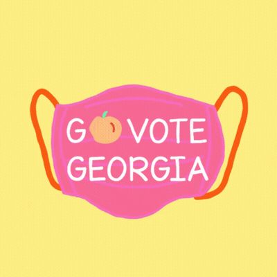 A Pink Mask That Says Go Vote Georgia On It GIF