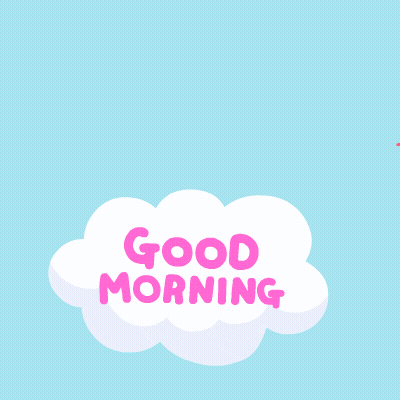 A Pink Monster Is Sitting On A Cloud With The Words Good Morning GIF