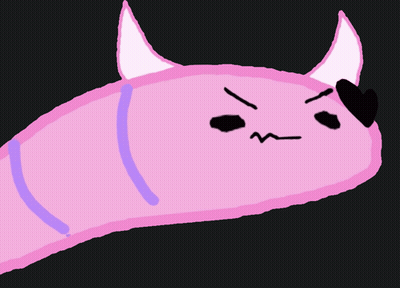 A Pink Monster With Horns And A Heart In Its Eye GIF