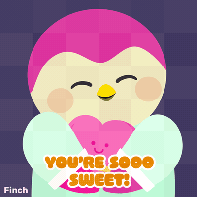 A Pink Penguin Holding A Heart With The Words You 'Re Sooo Sweet GIF