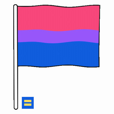 A Pink , Purple , And Blue Bisexual Flag With A Blue Equality Symbol Next To It GIF