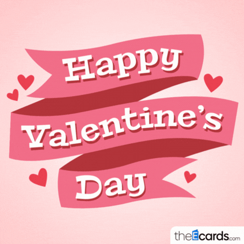 A Pink Ribbon With The Words Happy Valentine 'S Day GIF