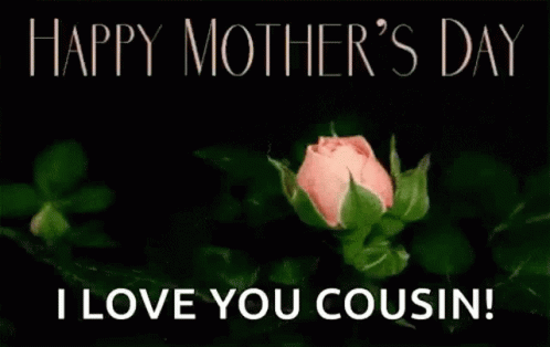 A Pink Rose With The Words `` Happy Mother 'S Day I Love You Cousin '' On It . GIF