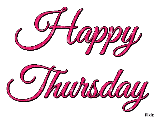 A Pink Sign That Says Happy Thursday With A White Background Sticker