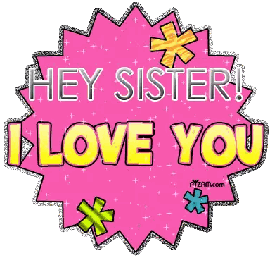 A Pink Sign That Says " Hey Sister I Love You " Sticker