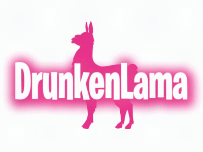 A Pink Silhouette Of A Llama With The Word Drunkenlama Written Below It GIF