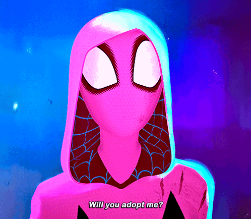 A Pink Spider-Man Is Asking If You Will Adopt Her GIF