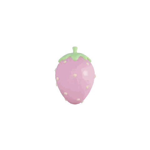 A Pink Strawberry With Green Stem And White Dots Sticker
