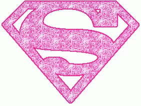A Pink Superman Logo On A White Background . GIF
