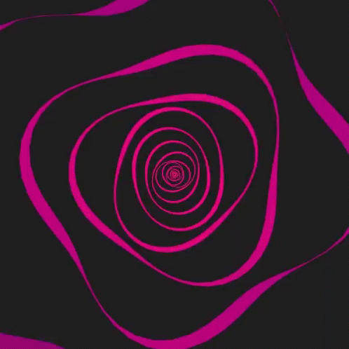 A Pink Swirl On A Black Background That Looks Like A Hypnotic Spiral . GIF