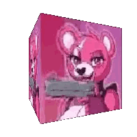 A Pink Teddy Bear Is Holding A Gun In Its Hand . Sticker