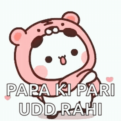 A Pink Teddy Bear Is Holding A Heart And Saying Papa Ki Pari Udd Rahi . GIF