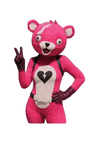 A Pink Teddy Bear With A Broken Heart On Her Chest Giving A Peace Sign Sticker