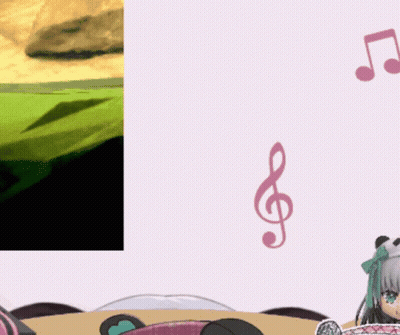 A Pink Treble Clef Is Next To A Panda 'S Head GIF