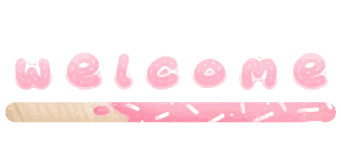 A Pink Welcome Sign With Sprinkles On A White Background Sticker