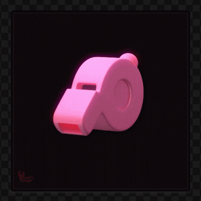 A Pink Whistle On A Black Checkered Background With The Letter O On It GIF
