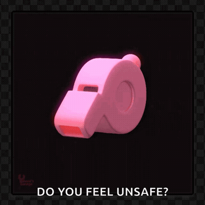 A Pink Whistle With The Words Do You Feel Unsafe Underneath It GIF