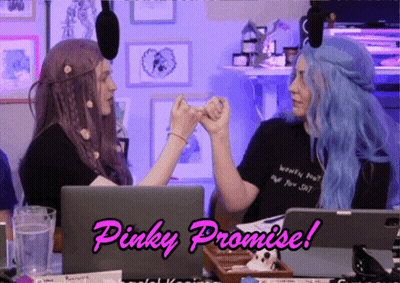 A Pinky Promise Is Being Made By Two Women GIF