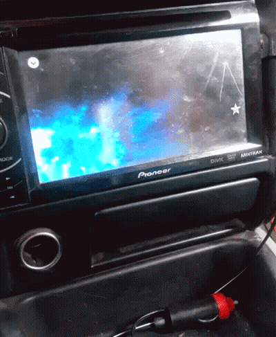 A Pioneer Radio With A Blue Screen And A Star On It GIF
