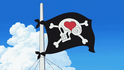 A Pirate Flag With A Skull And Crossbones And A Heart GIF