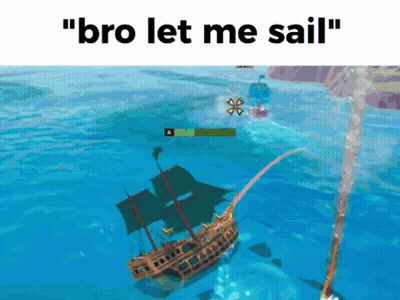 A Pirate Ship In The Ocean With The Words " Bro Let Me Sail " Above It GIF