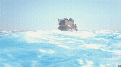 A Pirate Ship Is Floating In The Ocean With The Number 100 On The Side Of It GIF