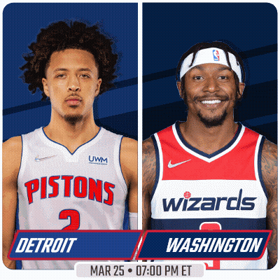 A Pistons And Wizards Basketball Game Is Scheduled For Mar 25 At 7:00 Pm Et GIF