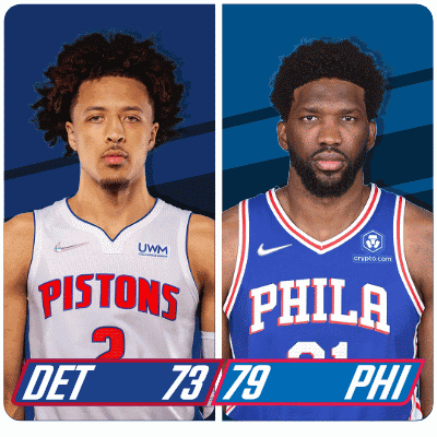 A Pistons Player And A Philadelphia Player Are Shown GIF