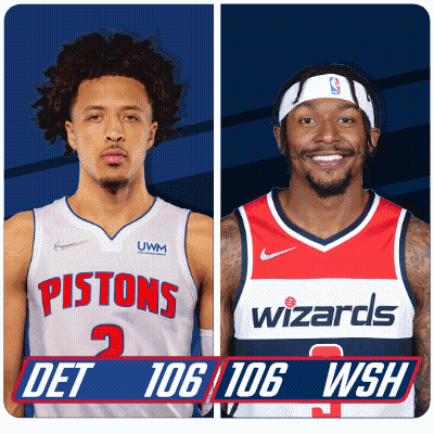 A Pistons Player And A Wizards Player Are Shown Side By Side GIF