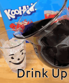 A Pitcher Of Kool Aid Is Poured Into A Glass GIF