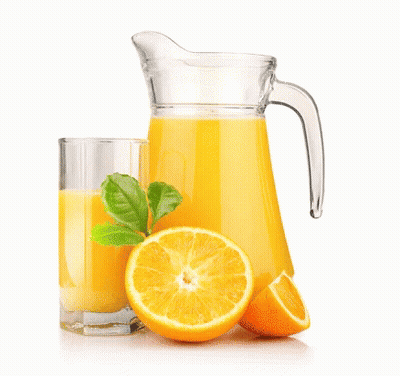 A Pitcher Of Orange Juice Sits Next To A Glass GIF