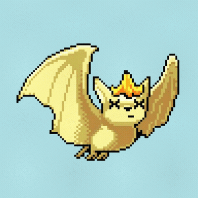 A Pixel Art Drawing Of A Bat With Wings And A Crown On Its Head GIF