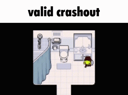 A Pixel Art Drawing Of A Bathroom With A Toilet , Sink , Shower And Curtain . GIF
