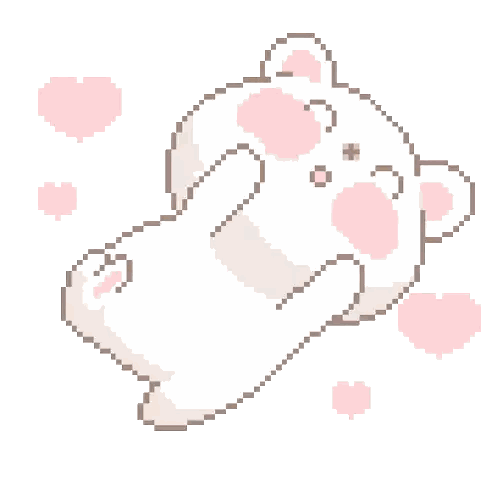 A Pixel Art Drawing Of A Bear With Pink Spots On Its Face Sticker