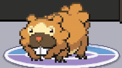 A Pixel Art Drawing Of A Beaver With A Purple And White Circle Around It GIF