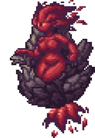 A Pixel Art Drawing Of A Bird With A Red Head Sticker