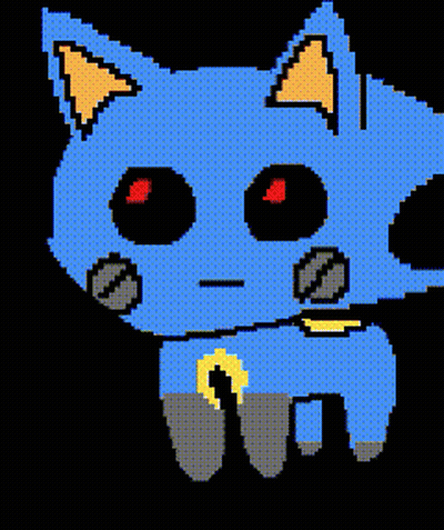 A Pixel Art Drawing Of A Blue Cat With A Black Background GIF