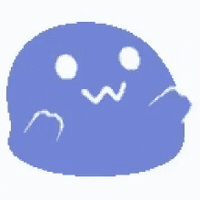 A Pixel Art Drawing Of A Blue Ghost With A White Face . GIF